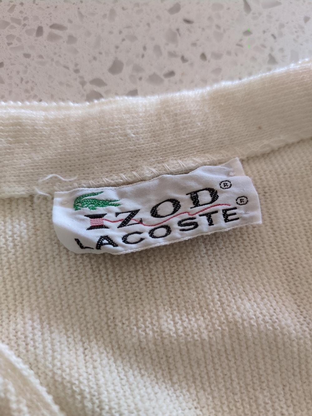 Men's Vintage Preppy Lacoste/Izod Button Up Cardigan Cream White - Picture 6 of 12